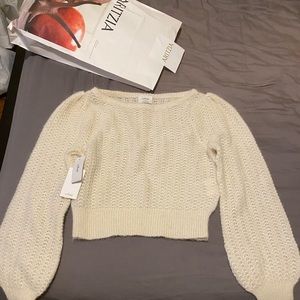 cropped cream long sleeve sweater